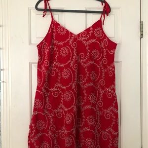 American Eagle Red Eyelet Embroidered Mini Dress